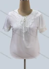 Wholesale Women's Casual Crew Neck Short Sleeve Lace Up Hollow Out Blouse - Liuhuamall