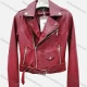 Wholesale Women's Casual Plain Lapel Long Sleeve Zipper PU Leather Jacket With Belt Raspberry Clothing Wholesale Market Liuhua