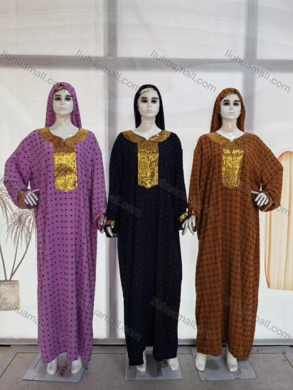 Wholesale Women’s Sequined Africa Kaftan Dress Elegant Oversized Style with Decorative Patterns