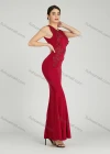 Wholesale Women's Elegant Sleeveless Sequin Applique Mermaid Split Hem Evening Dress 5029# - Liuhuamall