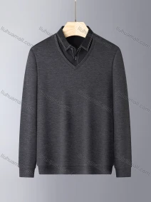 Wholesale Men's Casual Long Sleeve Collared 2 in 1 Sweatshirt 886#, LIUHUA CLOTHING WHOLESALE