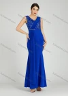 Wholesale Women's Elegant Sleeveless Sequin Applique Pearl Decor Mermaid Evening Dress 5035# - Liuhuamall