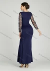 Wholesale Women's Elegant Mesh Sleeve Wrap Sequin Appliques Mermaid Evening Dress 5047# - Liuhuamall