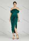 Wholesale Women's Elegant Off Shoulder Cap Sleeve Ruched Wrap Hem Evening Dress 805# - Liuhuamall
