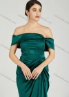 Wholesale Women's Elegant Off Shoulder Cap Sleeve Ruched Wrap Hem Evening Dress 805# - Liuhuamall