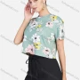 Wholesale Women's Floral Print Mock Neck Short Sleeve Crop T-Shirt preview