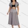 Wholesale Women's Casual Plain Button Down Crop Top & Pleated Skirt 2-Piece Set 9154-1# preview