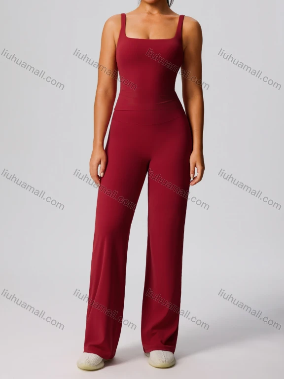 Wholesale Women's Wide-leg Fitness Suit Set Outdoor Running Yoga Slimming 2 Piece Set