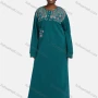Wholesale Women's Vintage Long Sleeve Button Front Pocket Embroidery Pattern Crew Neck Maxi Nightgown preview