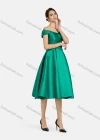 Wholesale Women's Elegant Off Shoulder Appliques Pearl Decor Knee Length Plain Evening Dress 8376# - Liuhuamall