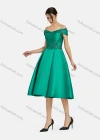 Wholesale Women's Elegant Off Shoulder Appliques Pearl Decor Knee Length Plain Evening Dress 8376# - Liuhuamall