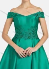 Wholesale Women's Elegant Off Shoulder Appliques Pearl Decor Knee Length Plain Evening Dress 8376# - Liuhuamall