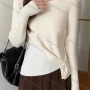 Wholesale Women's Casual Plain Round Neck Long Sleeve Ribbed Knit Button Sweater Tops 1065# preview