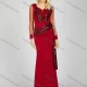 Wholesale Women's Glamorous Plain Sequin Pleated Splicing Sheer Lace Long Sleeve Maxi Evening Dress 7027# Red Clothing Wholesale Market Liuhua