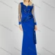 Wholesale Women's Glamorous Plain Sequin Pleated Splicing Sheer Lace Long Sleeve Maxi Evening Dress 7027# Blue Clothing Wholesale Market Liuhua