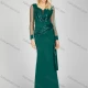 Wholesale Women's Glamorous Plain Sequin Pleated Splicing Sheer Lace Long Sleeve Maxi Evening Dress 7027# Green Clothing Wholesale Market Liuhua