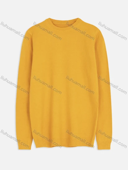 Wholesale Men's Round Neck Long Sleeve Plain Knitting Pullover Sweater