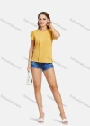Wholesale Women's Casual Round Neck Ruffle Sleeve Plain Tops - Liuhuamall