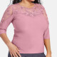 Women's Plus Size 3/4 Sleeve Lace sheer Embroidery Rhinestone Detail Blouse 2# Clothing Wholesale Market -LIUHUA