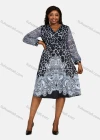 Wholesale Women's Casual Wrap V Neck Long Sleeve Lace Up Allover Print Dress - Liuhuamall