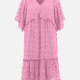 Women's Casual Butterfly Sleeve Plain V Neck Swiss Dots Lace Ruffle Trim Short Dress LS3011# 9# Clothing Wholesale Market -LIUHUA