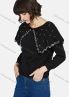 Wholesale Women's Casual Plain Rhinestone Pearl Decor Round Neck Long Sleeve Sweater - Liuhuamall