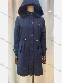 Wholesale Women's Hooded Fleece Lined Buttons Labelled Drawstring Pockets Buckled Cuff Coat, LIUHUA CLOTHING WHOLESALE