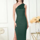 Women's Elegant Asymmetrical Neck Mesh Rhinestone Side Slit Maxi Evening Dress T2079# Clothing Wholesale Market -LIUHUA
