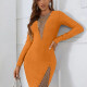 Women's Sexy Crew Neck Long Sleeve Mesh Bodycon Short Dress T3766# Clothing Wholesale Market -LIUHUA