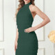 Women's Elegant Layered Tassel Halter Knee Length Dress T2079# Clothing Wholesale Market -LIUHUA