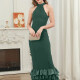 Women's Elegant Mock Neck Layered Hem Maxi Tank Dress T2079# Clothing Wholesale Market -LIUHUA