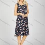 Wholesale Women's Soft Milk Silk Allover Floral Print Scoop Neck Lounge Tank Midi Night Dress 1005# preview