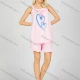 Wholesale Women's Comfy Heart Milk Silk Ruched Bow Knot Tank Top & Ruffle Trim Shorts 2 Piece Lounge Set 20-4# Pink Clothing Wholesale Market Liuhua