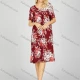Wholesale Women's Soft Milk Silk Allover Floral Print Ruched Crew Neck Lounge Short Sleeve Night Dress 802# Red Clothing Wholesale Market Liuhua