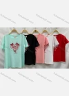 Wholesale Women's Casual Heart Print Crew Neck Short Sleeve T-Shirt - Liuhuamall