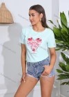 Wholesale Women's Casual Heart Print Crew Neck Short Sleeve T-Shirt - Liuhuamall