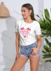 Wholesale Women's Casual Heart Print Crew Neck Short Sleeve T-Shirt - Liuhuamall