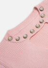 Wholesale Women's Plain Keyhole Neck Pearl & Rhinestone Decor Rib-knit Sweater - Liuhuamall
