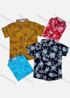 Wholesale Boy's Casual Letter & Leaf Print Short Sleeve Shirt - Liuhuamall