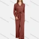 Wholesale Women's Turn-down Collar Shirt Sleeve Buttons Lace Up Plain Jumpsuit 44# Clothing Wholesale Market Liuhua