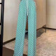 Women's Casual Drawstring Checkerboard Print Wide Leg Pants Mint Green Clothing Wholesale Market -LIUHUA