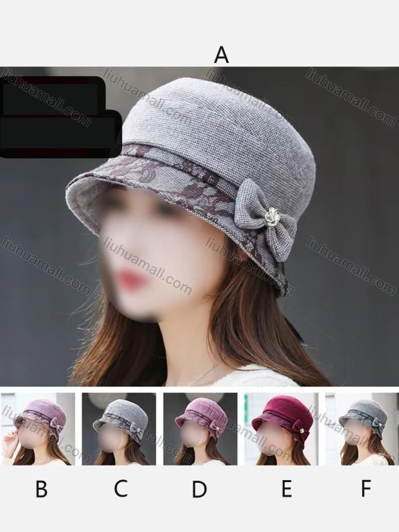 Wholesale Women's Vintage Warm Floral Print Thicked Bow Knot Bucket Hats