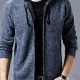 Wholesale Men's Casual Drawstring Long Sleeve Zip Hooded Sweater Knitted Jacket Lapis lazuli  Clothing Wholesale Market Liuhua