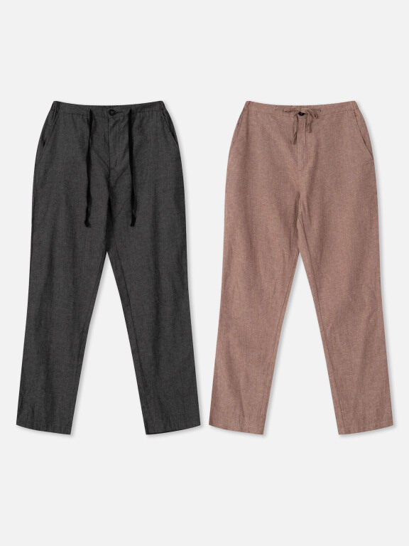 Women's Casual Plain Drawstring Patch Pocket Button Ankle Length Straight Leg Pants, Clothing Wholesale Market -LIUHUA, WOMEN, Pants-Trousers