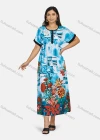 Wholesale Women's Plus Size Crew Neck Short Sleeve Floral Print Casual Maxi Dress - Liuhuamall