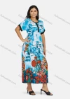 Wholesale Women's Plus Size Crew Neck Short Sleeve Floral Print Casual Maxi Dress - Liuhuamall