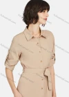 Wholesale Women's Business Casual Long Sleeve Button Down Plain Shirt Dress With Belt - Liuhuamall