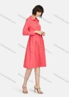 Wholesale Women's Business Casual Long Sleeve Button Down Drawstring Plain Shirt Dress - Liuhuamall