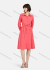 Wholesale Women's Business Casual Long Sleeve Button Down Drawstring Plain Shirt Dress - Liuhuamall