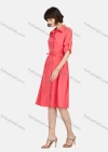 Wholesale Women's Business Casual Long Sleeve Button Down Drawstring Plain Shirt Dress - Liuhuamall